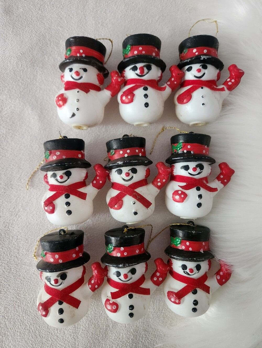 Set Of 9 Vintage Blow-Mold Snowmen